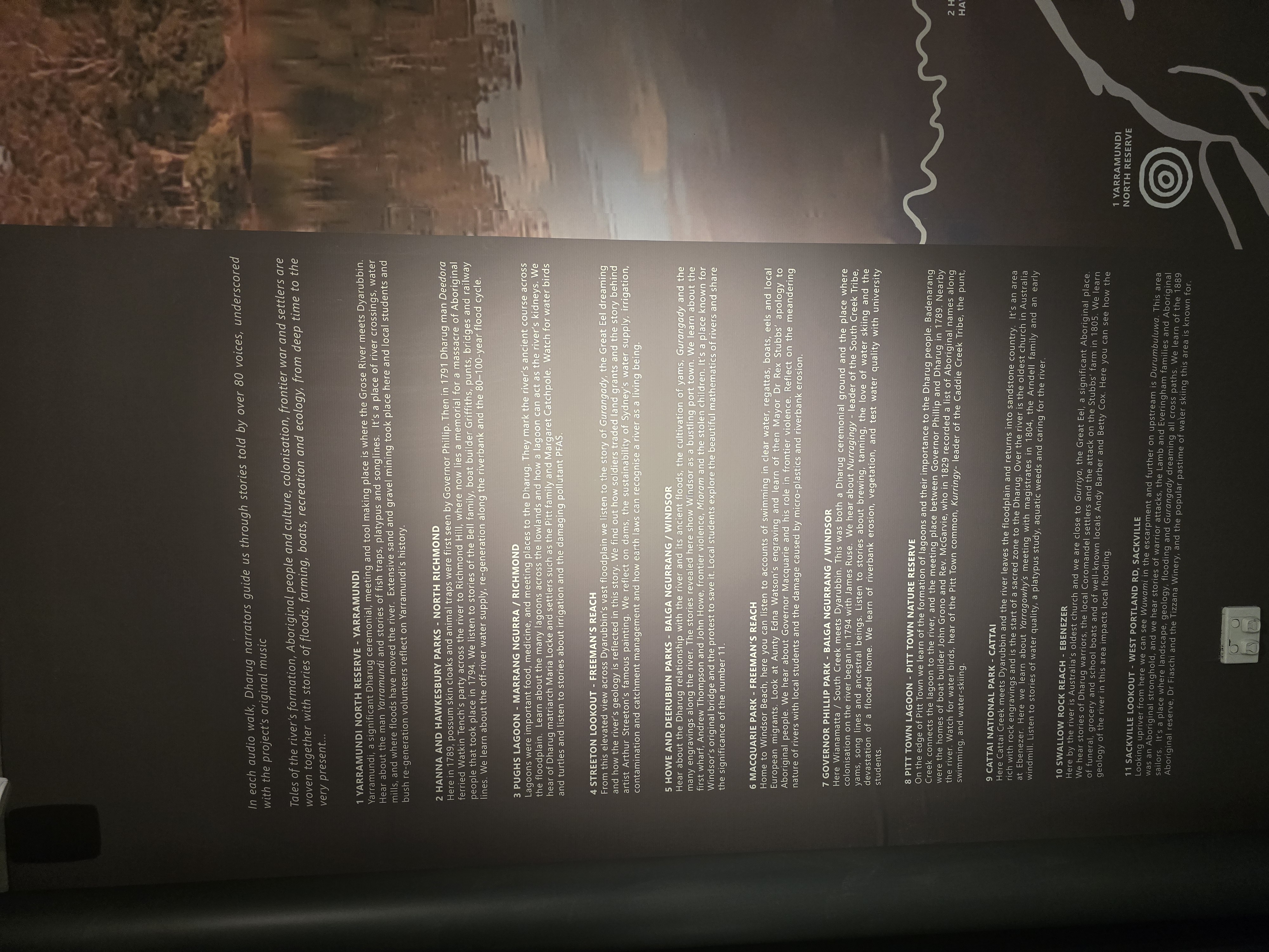 Large visual map tracing stories and locations connected to the Dyarubbin/Hawkesbury River